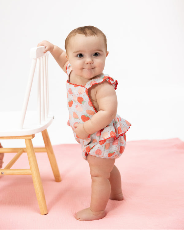 Strawberry Bliss Ric Rac Ruffle Sunsuit-