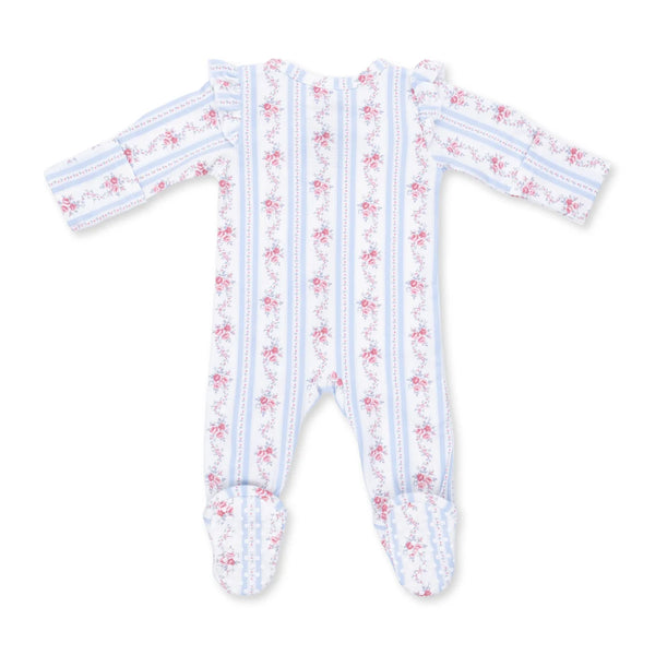Anna Floral Stripe 2 Way Ruffle Zipper Footie