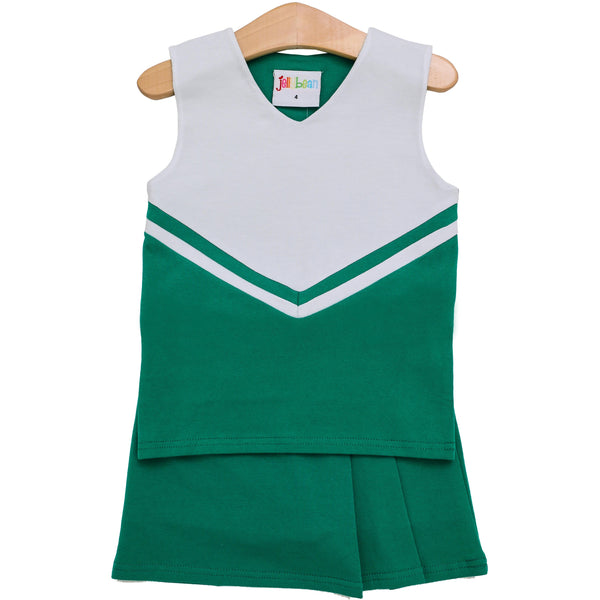 Cheer Uniform Skort Set- Kelly Green/White