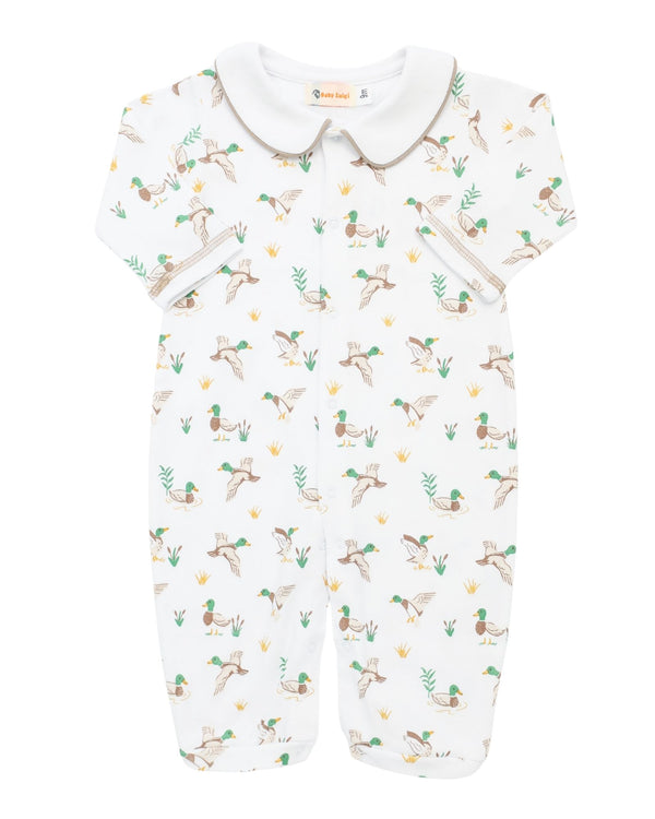 Mallard Ducks Print Romper- Sand