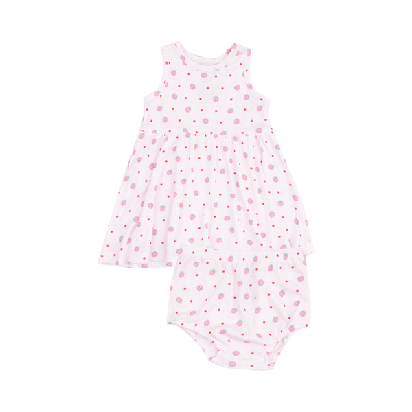Strawberry Swiss Dot Tank Dress- Pink