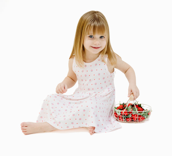 Strawberry Swiss Dot Tank Dress- Pink