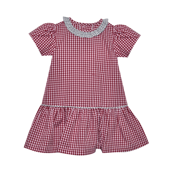 Crimson/Gray Ruffle Dress
