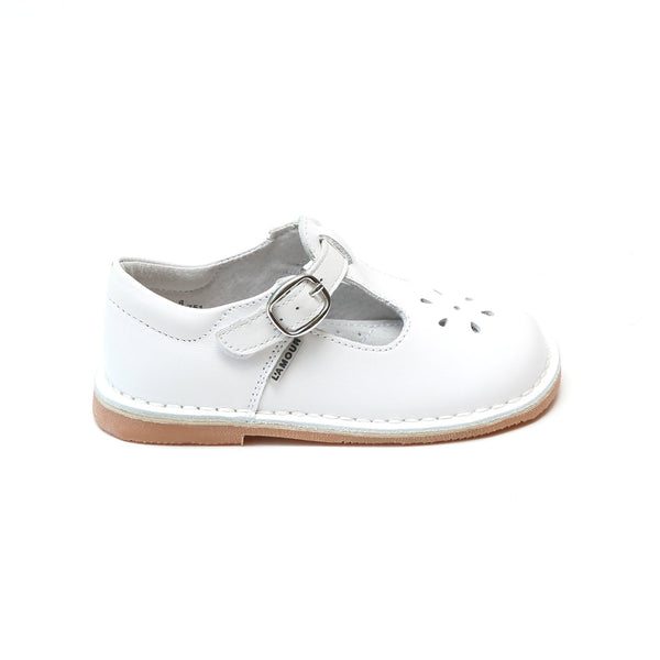 Joy Classic Leather T-Strap Mary Jane- White