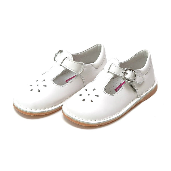 Joy Classic Leather T-Strap Mary Jane- White