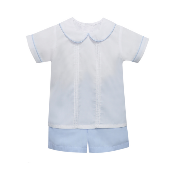 Madison Bloomer/Short Set- Blue Micro Gingham