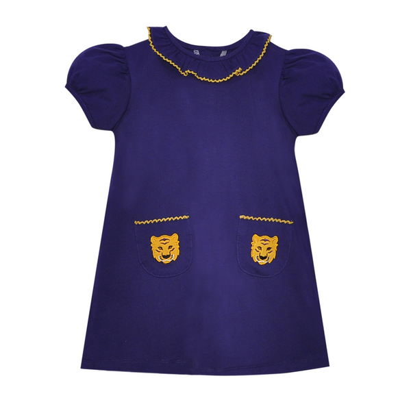 Tiger Purple/Gold Ruffle Dress 