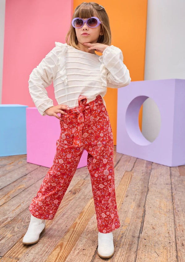 Ruffle Blouse- White Scallop