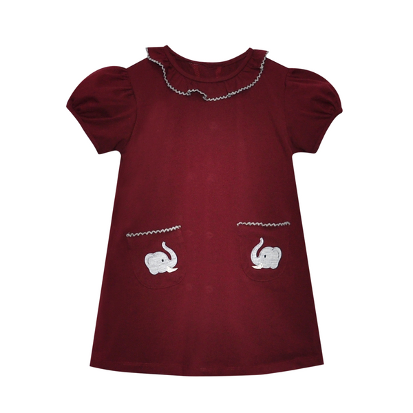 Elephant Crimson/Gray Ruffle Dress