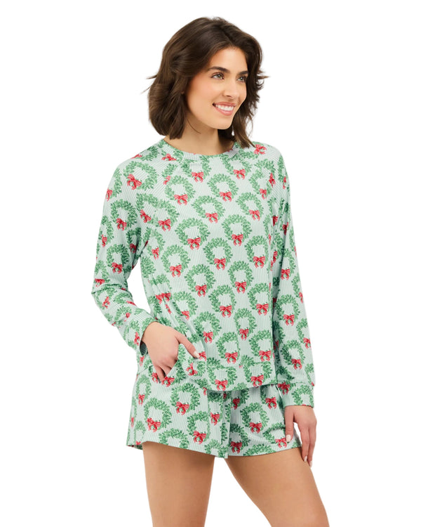 Annie Shorts Set- Wreath & Ribbon (Women's)