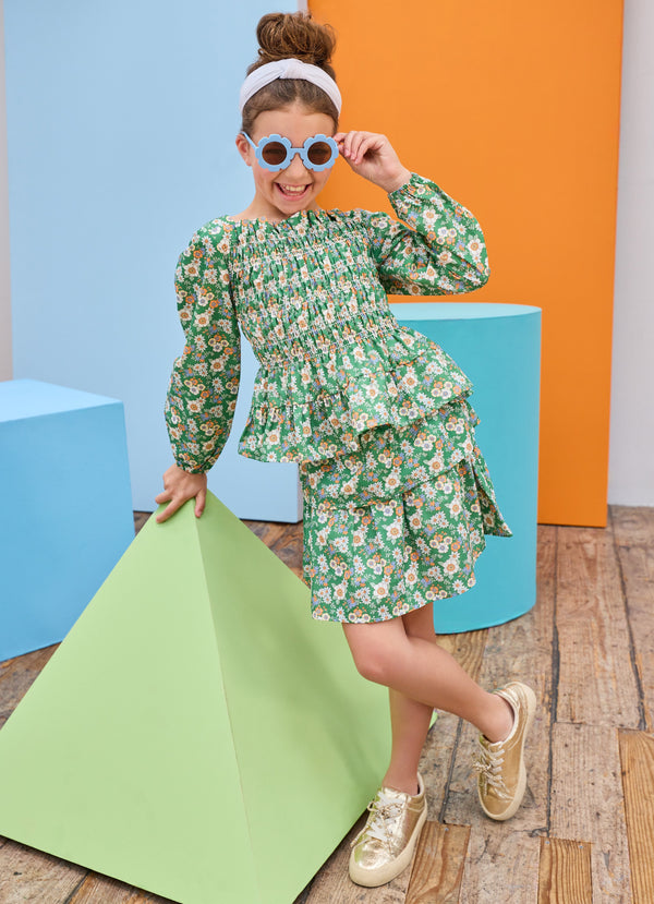 Two-Tiered Circle Skort- Greenwich Garden Green