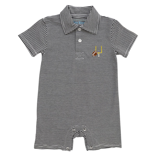 Game Day Polo Romper- Black