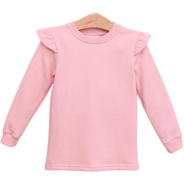 French Terry Flutter Pullover- Light Pink