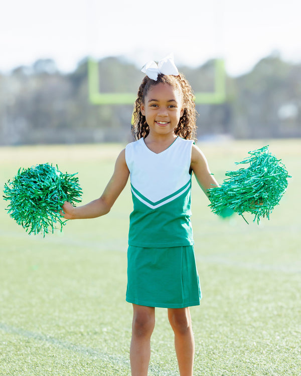 Cheer Uniform Skort Set- Kelly Green/White