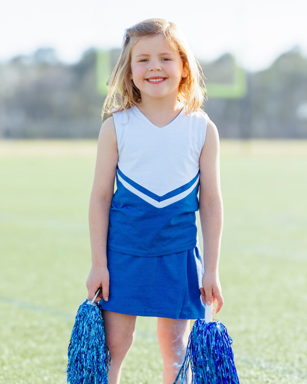 Cheer Uniform Skort Set- Royal/White