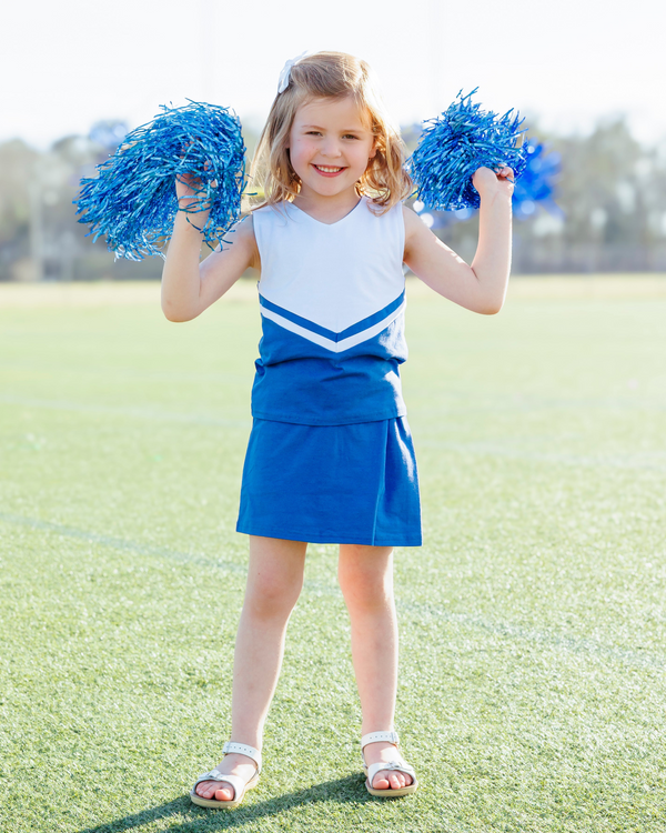 Cheer Uniform Skort Set- Royal/White