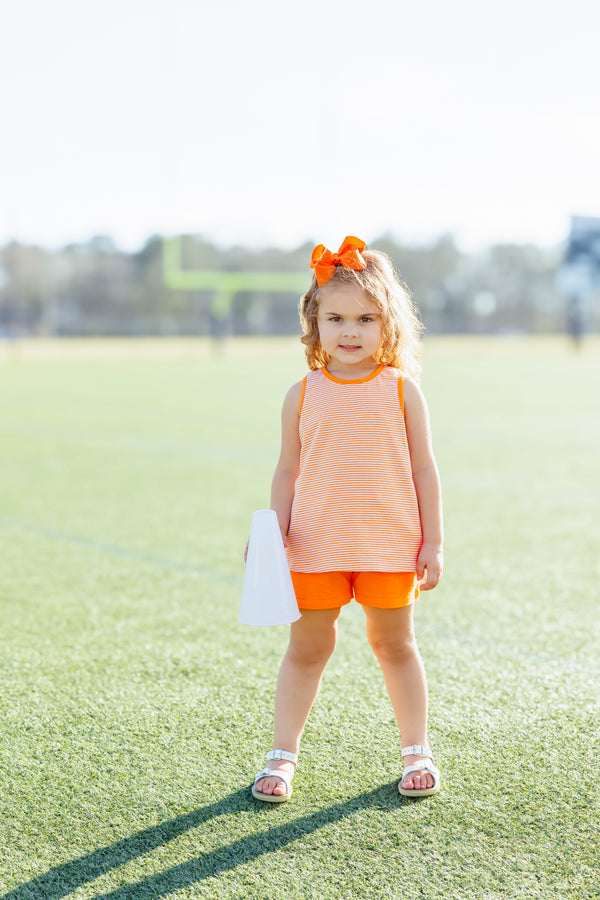 We've Got Spirit Bow Back Short Set- Orange Stripe