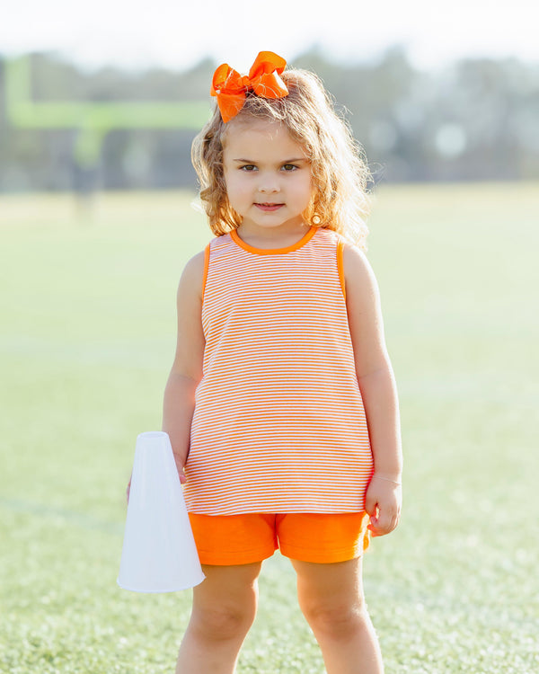 We've Got Spirit Bow Back Short Set- Orange Stripe