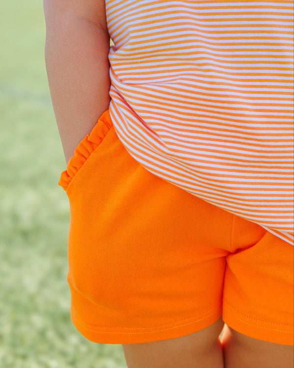 We've Got Spirit Bow Back Short Set- Orange Stripe