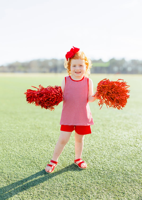 We've Got Spirit Bow Back Short Set- Red Stripe