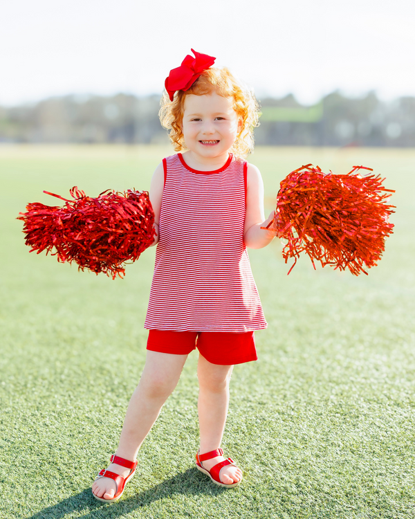 We've Got Spirit Bow Back Short Set- Red Stripe