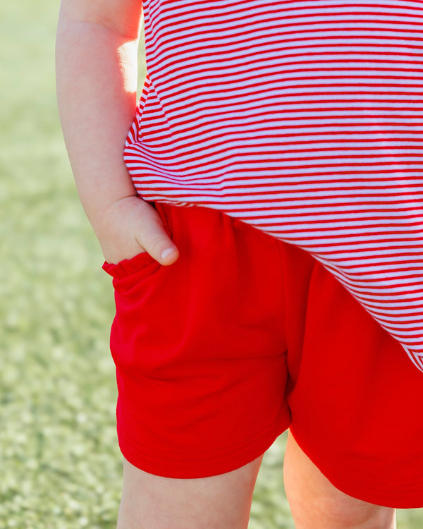 We've Got Spirit Bow Back Short Set- Red Stripe