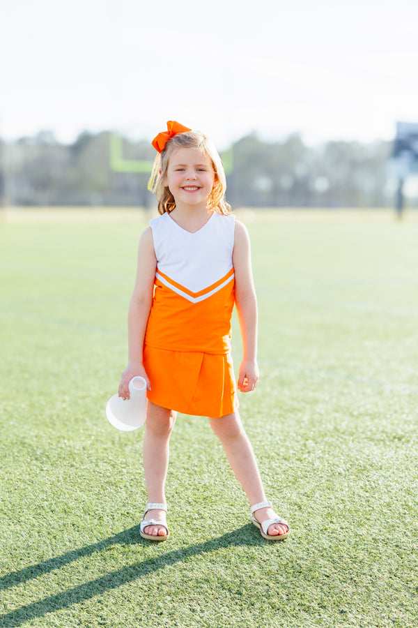 Cheer Uniform Skort Set- Orange/White