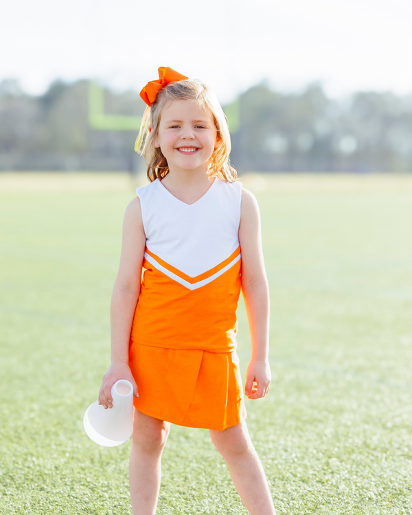 Cheer Uniform Skort Set- Orange/White