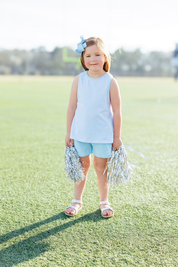 We've Got Spirit Bow Back Short Set- Light Blue Stripe