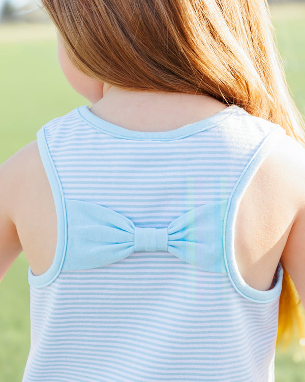 We've Got Spirit Bow Back Short Set- Light Blue Stripe