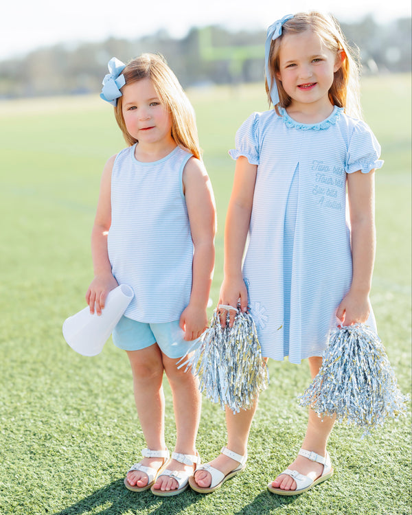 We've Got Spirit Bow Back Short Set- Light Blue Stripe