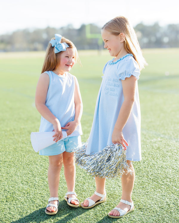 We've Got Spirit Bow Back Short Set- Light Blue Stripe