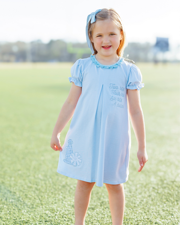Stand Up and Holler Pleat Dress- Light Blue Stripe