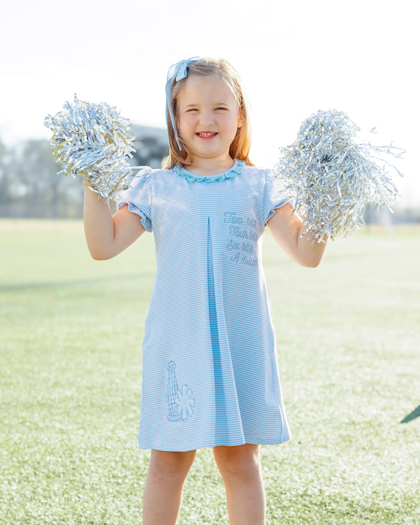 Stand Up and Holler Pleat Dress- Light Blue Stripe