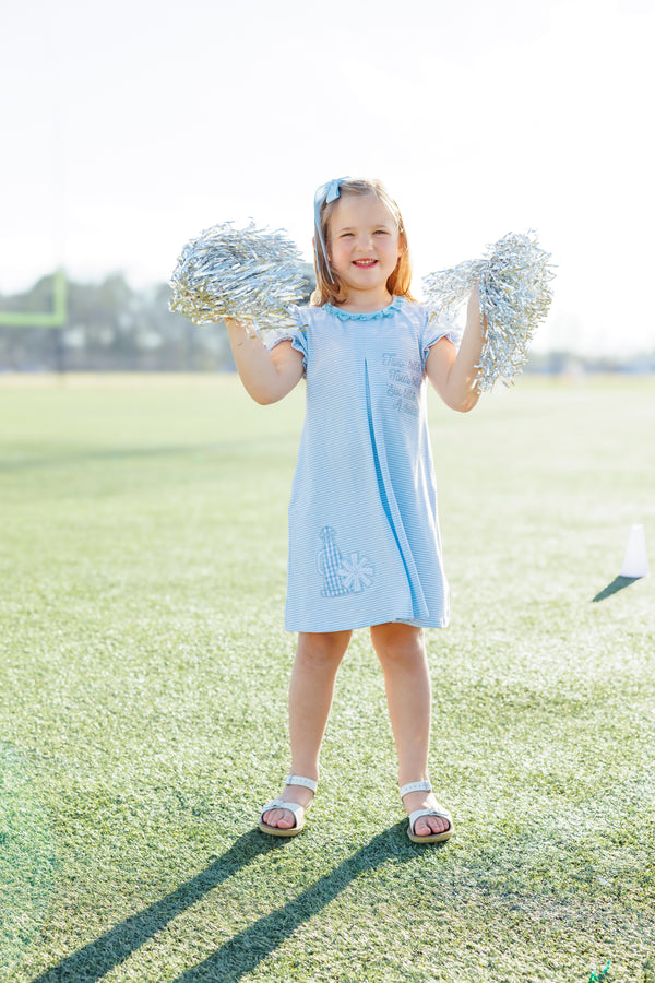 Stand Up and Holler Pleat Dress- Light Blue Stripe