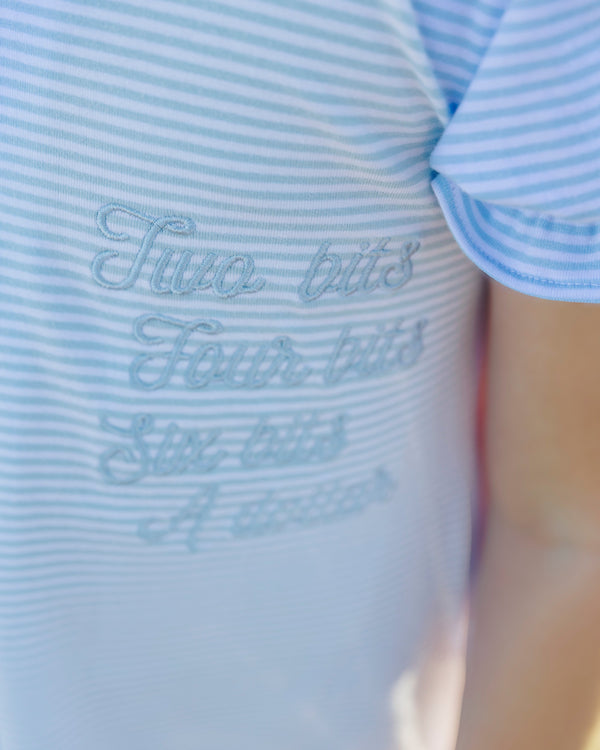Stand Up and Holler Pleat Dress- Light Blue Stripe