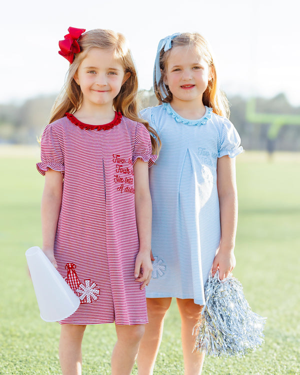 Stand Up and Holler Pleat Dress- Crimson Stripe