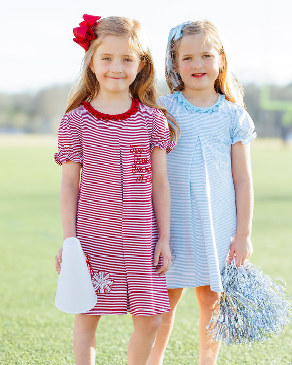Stand Up and Holler Pleat Dress- Light Blue Stripe