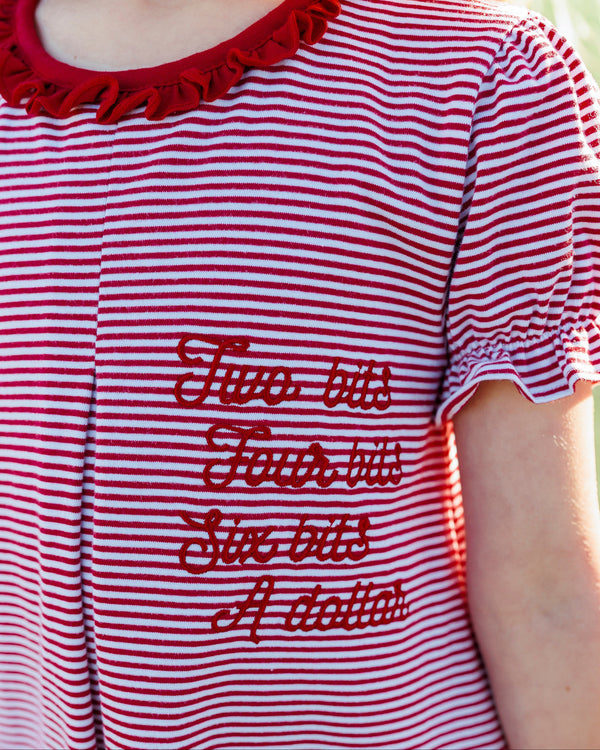 Stand Up and Holler Pleat Dress- Crimson Stripe