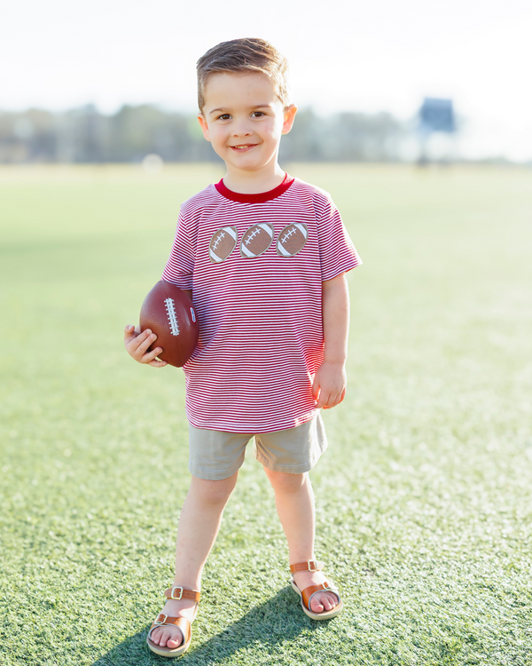 Football Trio Shirt- Crimson Stripe