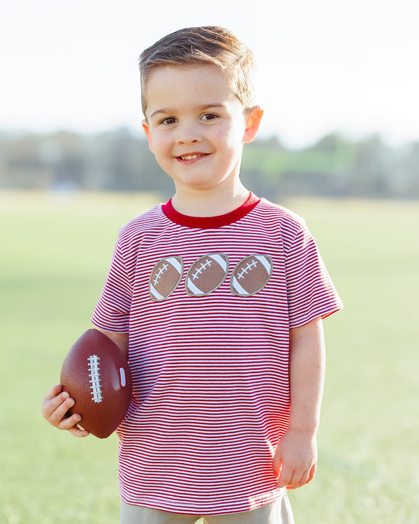 Football Trio Shirt- Crimson Stripe