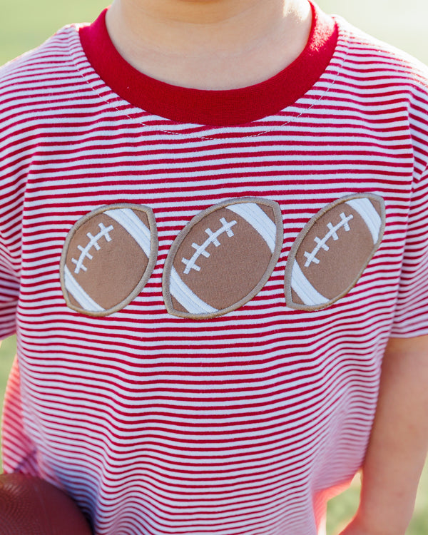 Football Trio Shirt- Crimson Stripe