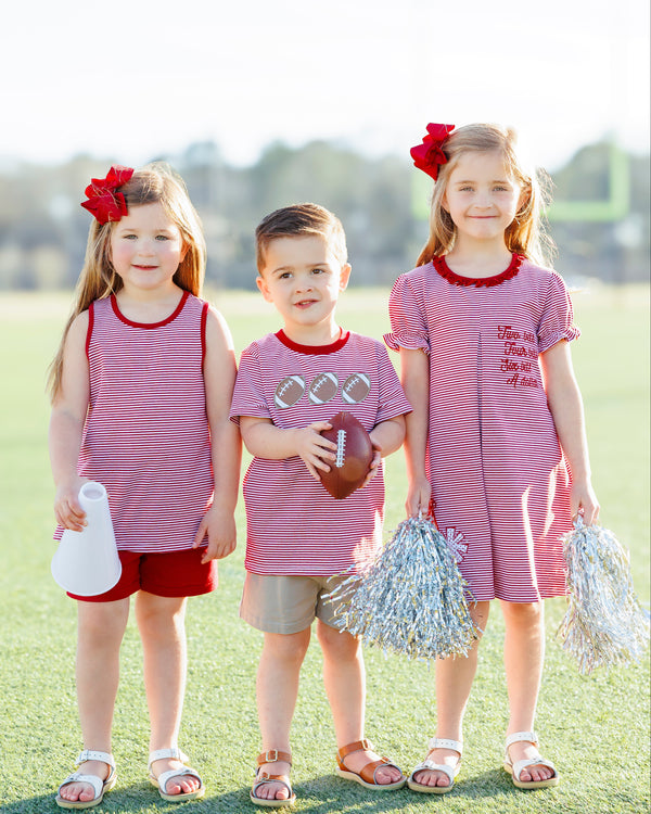 Football Trio Shirt- Crimson Stripe
