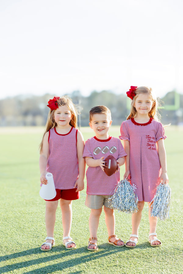 We've Got Spirit Bow Back Short Set- Crimson Stripe