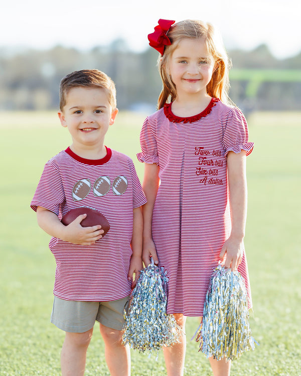 Football Trio Shirt- Crimson Stripe