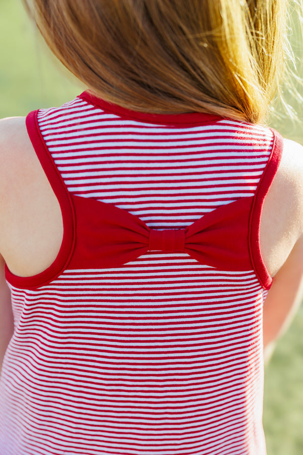 We've Got Spirit Bow Back Short Set- Crimson Stripe