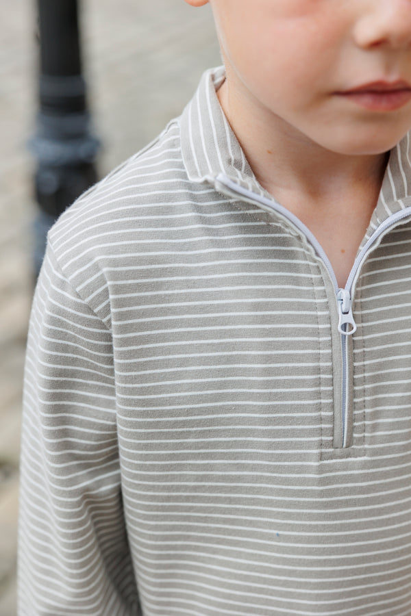 Tucker Pullover Set- Beige Stripe/Sage