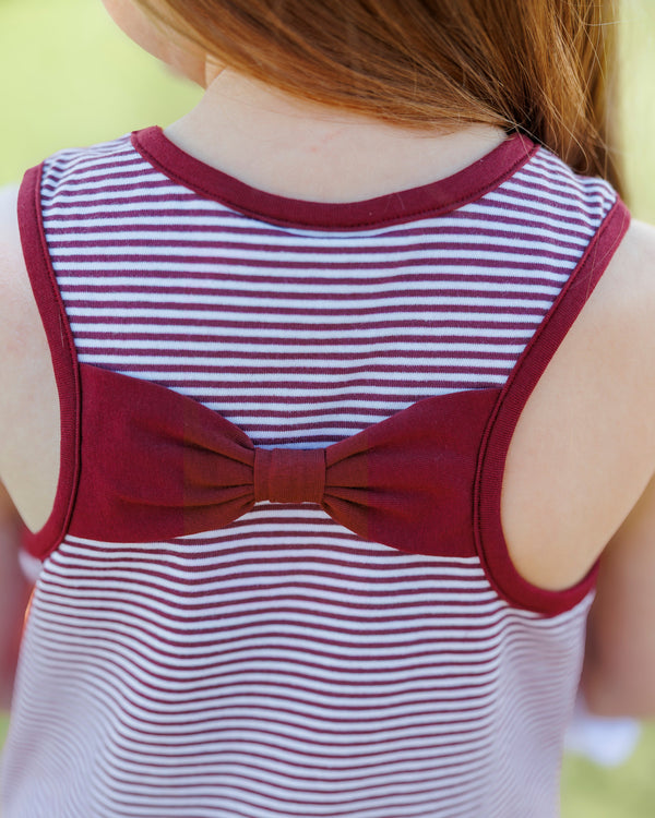 We've Got Spirit Bow Back Short Set- Maroon Stripe