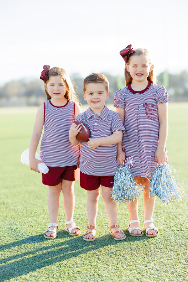 We've Got Spirit Bow Back Short Set- Maroon Stripe