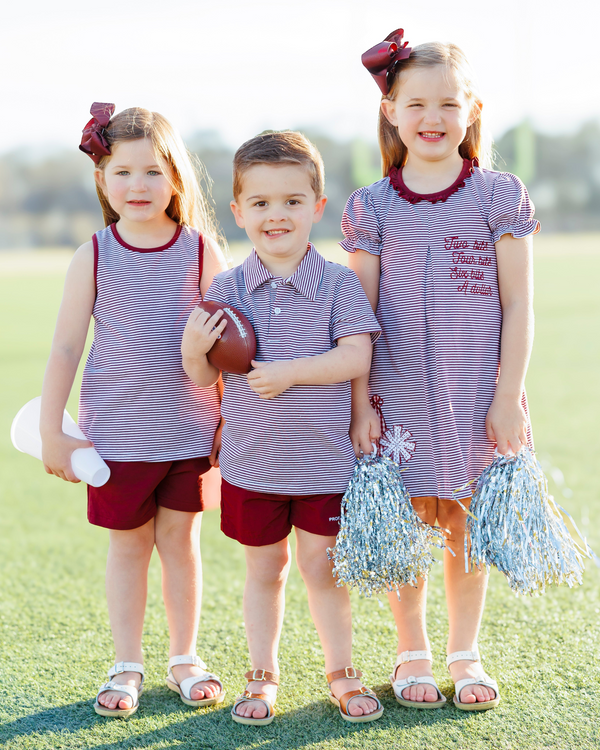 We've Got Spirit Bow Back Short Set- Maroon Stripe